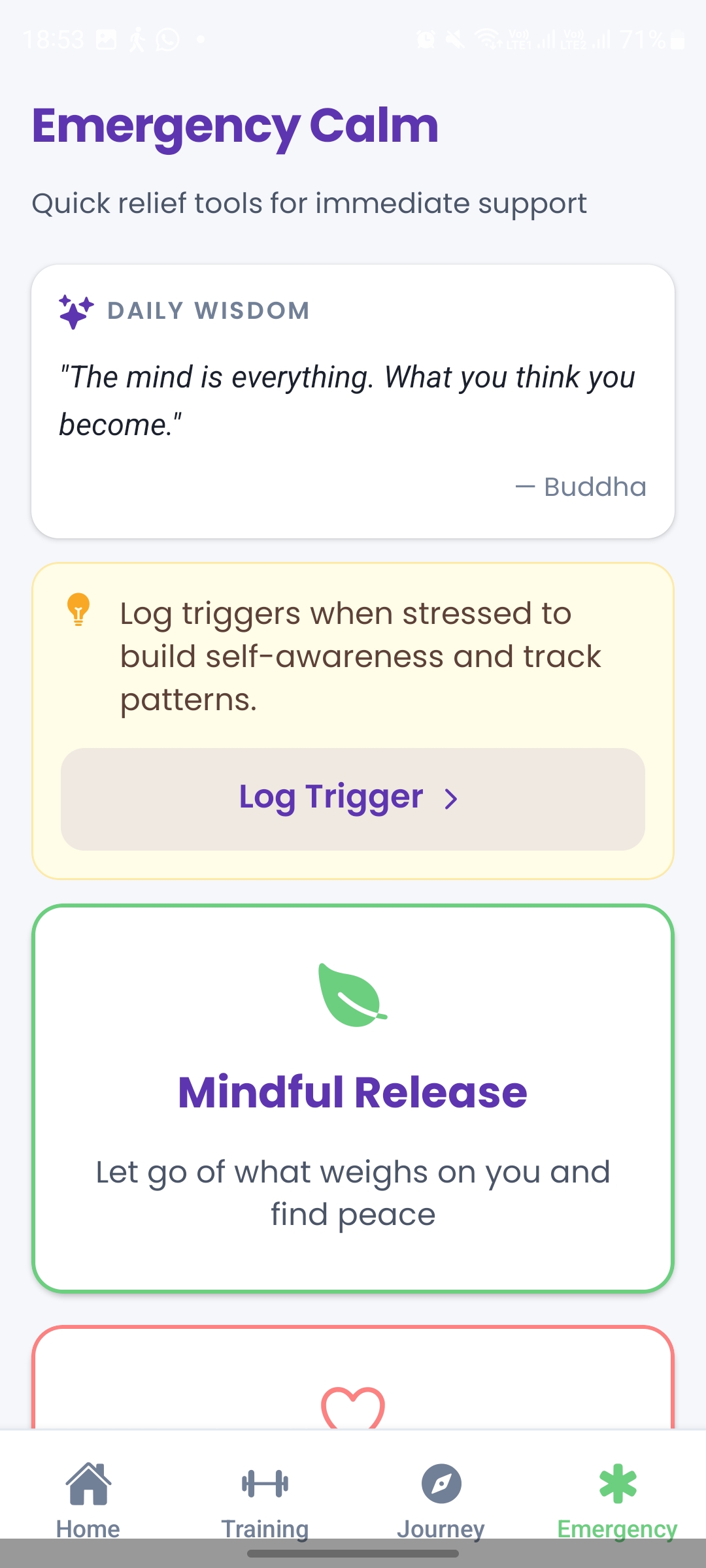 MindArmor Journey Screen - Track Your Progress